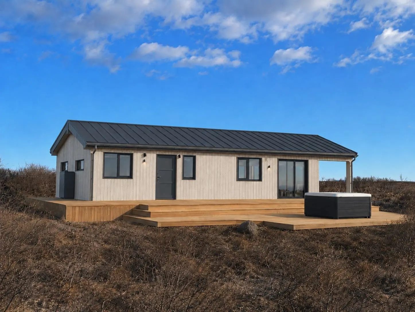 Binna er notalegt og vel skipulagt 80 m² sumarhús með hlýlegu og nútímalegu yfirbragði.